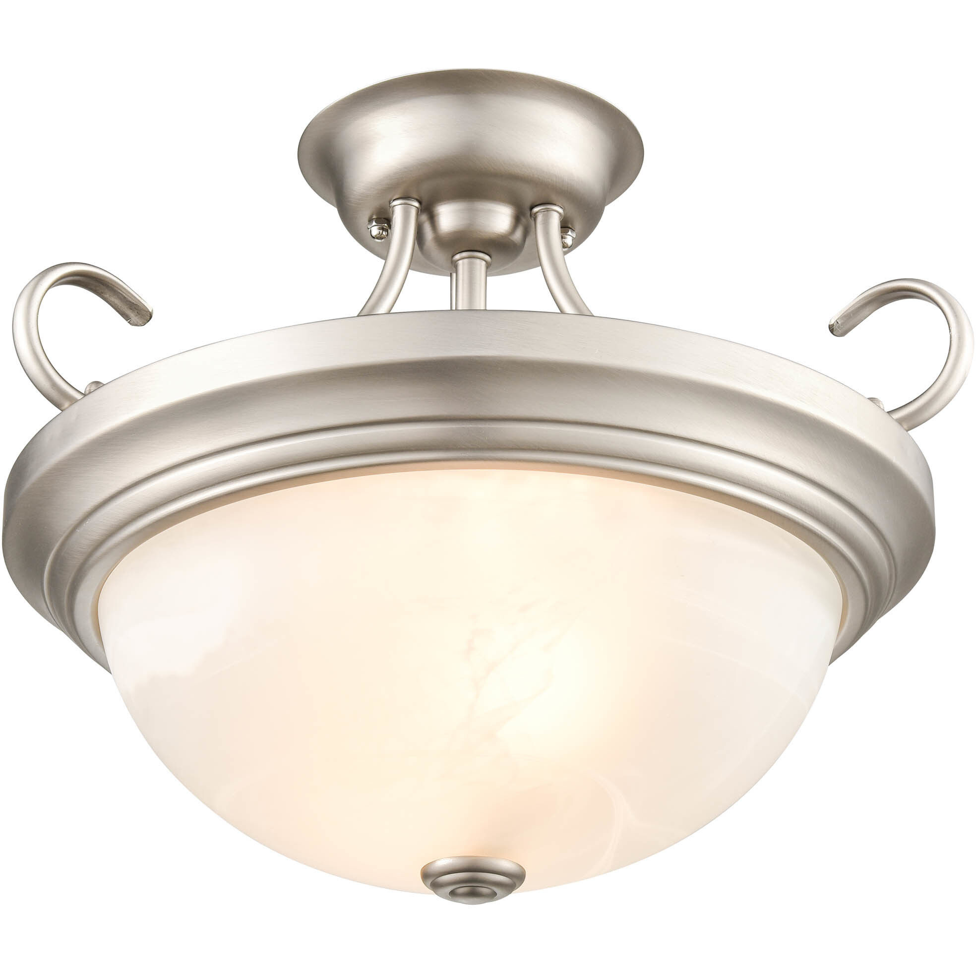None 2 Light 15 inch Satin Nickel Semi-Flush Mount Ceiling Light